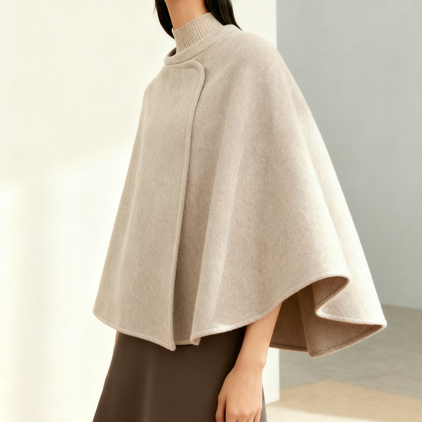  コーデしやすいライトキャメルショール