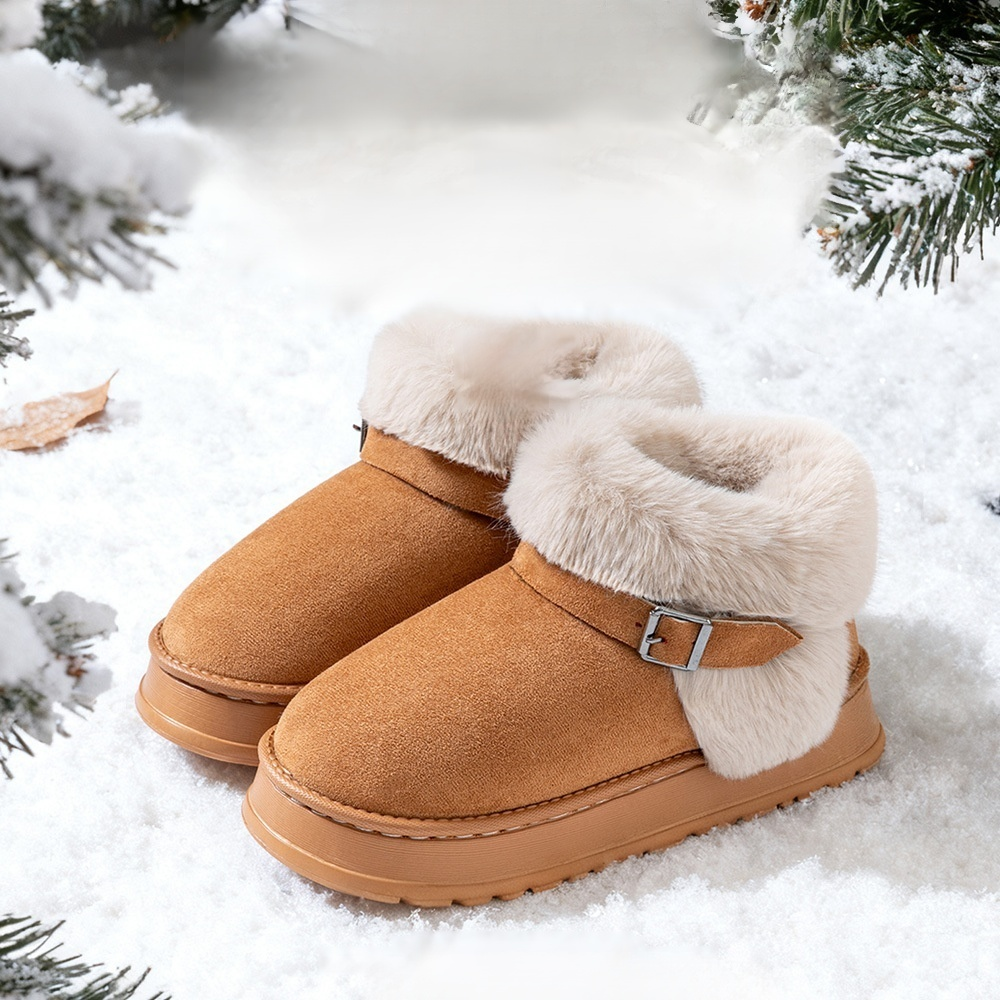 防滑雪地靴女加絨保暖厚底居家戶外