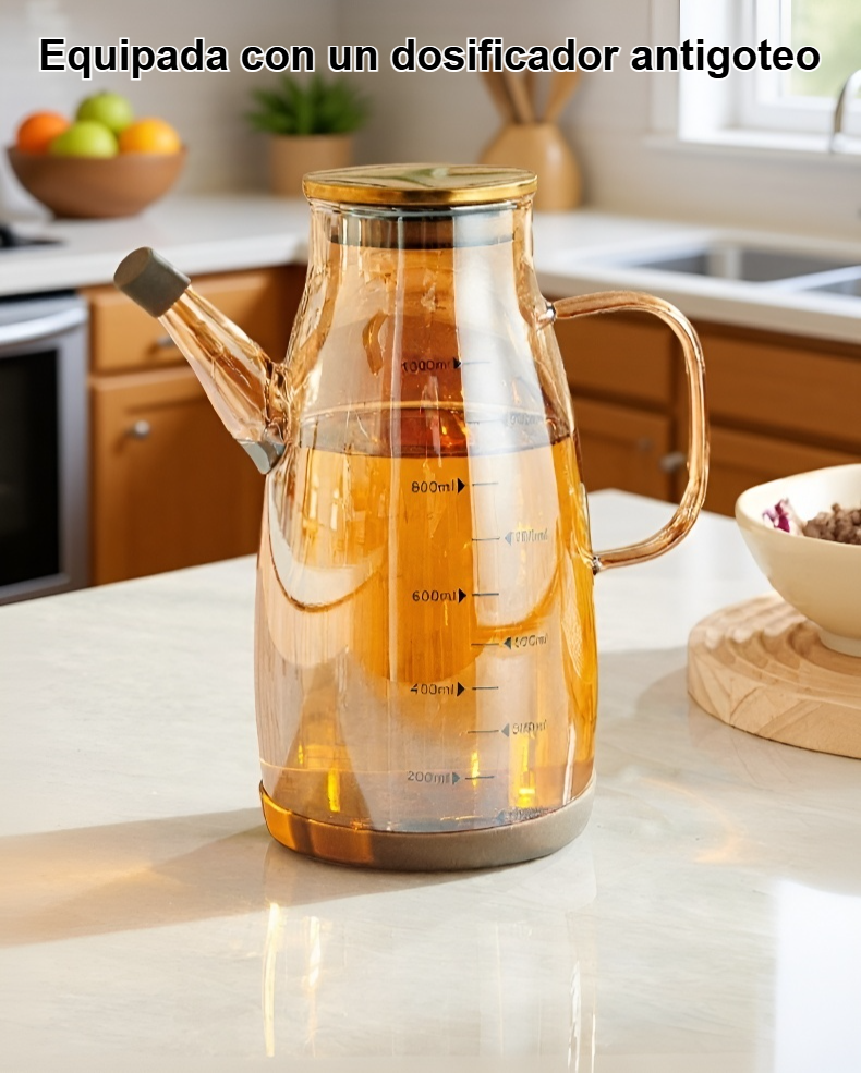 Botella de aceite de vidrio elegante para cocina