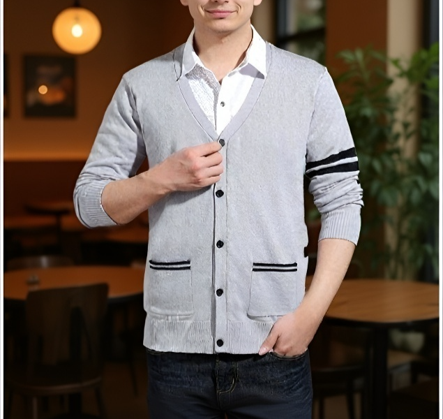 가디건의 버튼 클로즈업