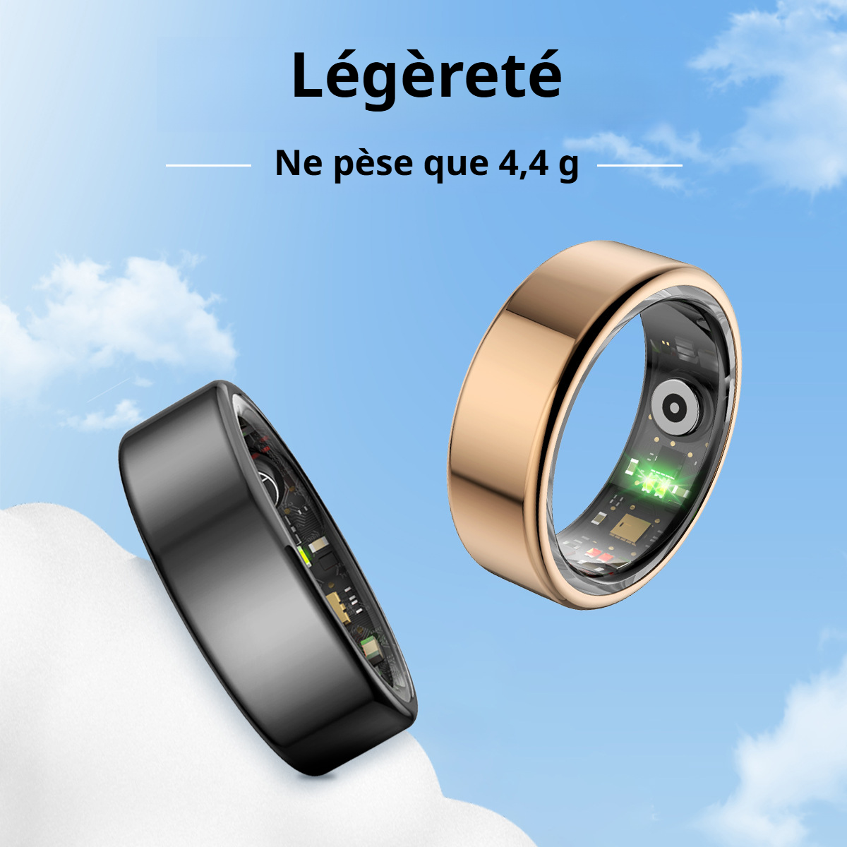Bague technologique portable avec affichage digital