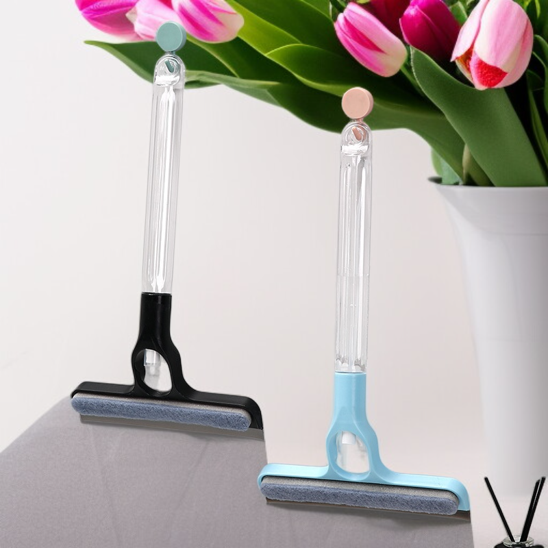 Cepillo limpiador de ventanas con rociador y raspador impermeable