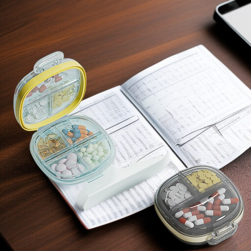 Mini dispensador semanal de pastillas Reminder Onthego, caja portátil y sellada