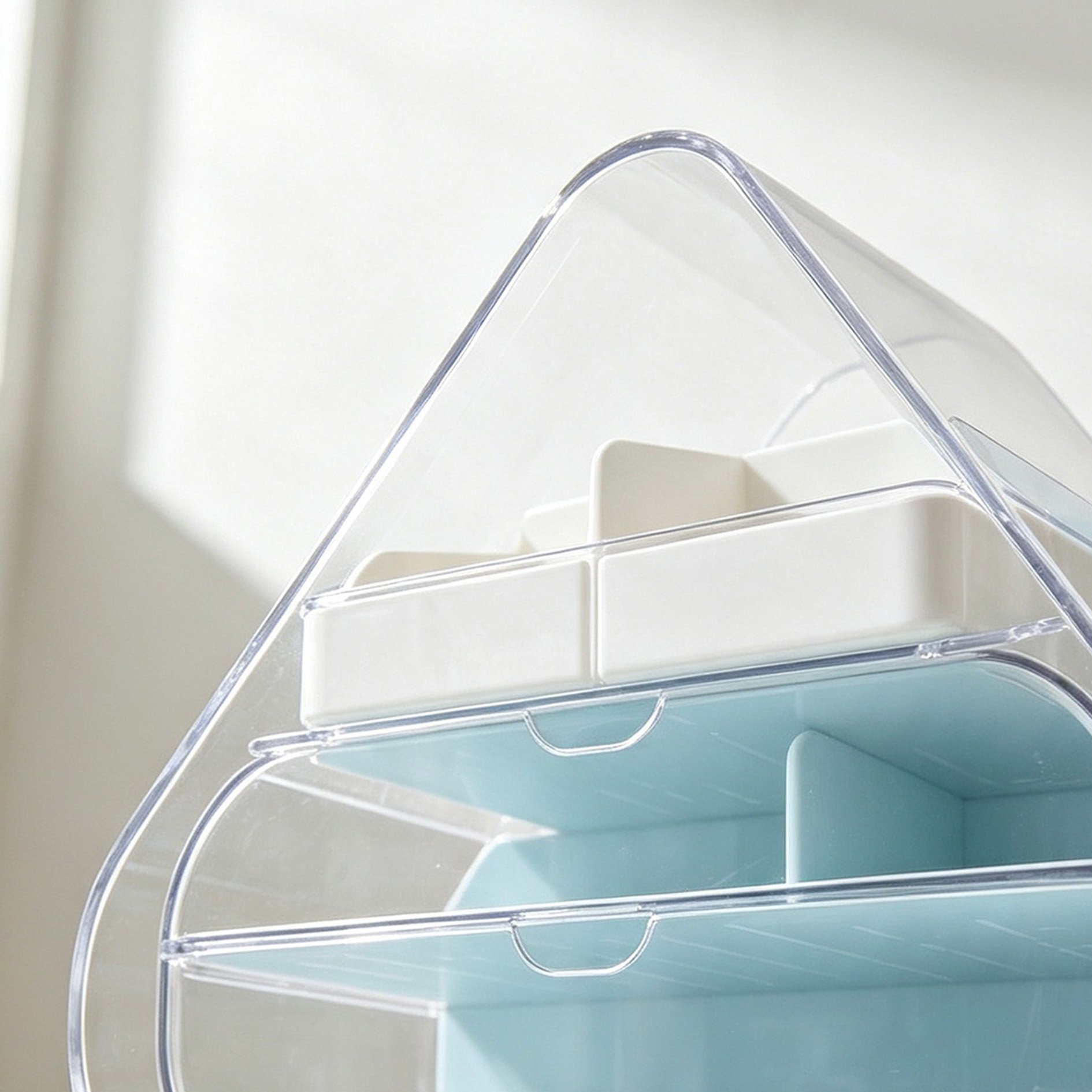 Multi-compartment transparent storage box