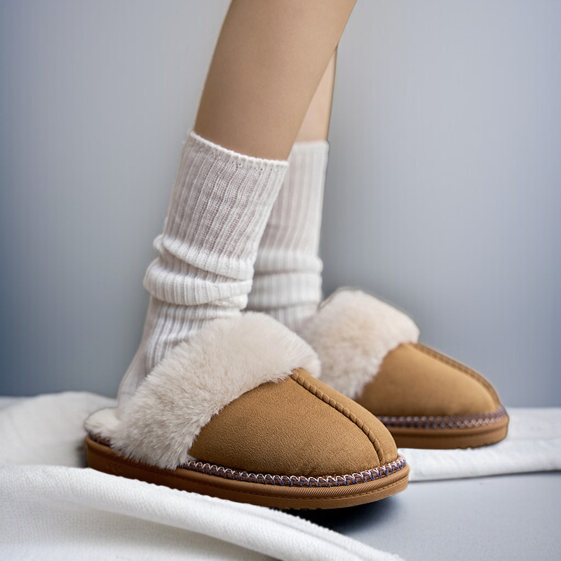 レディース秋冬滑り止めプラススエード保温スリッパ