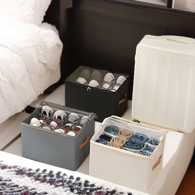 뚜껑 달린 비주얼 신발 케이스 다용도 체크 의류 수납 케이스 접이식 뚜껑 달린 비주얼 신발 케이스 신발 수납 케이스