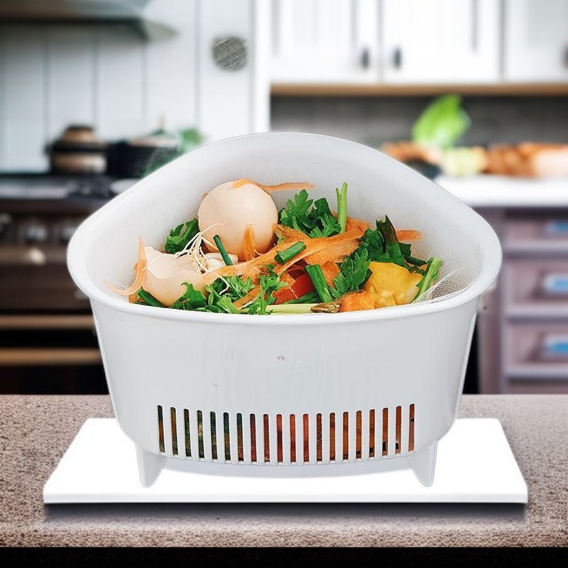 رف تصريف ثلاثي الزوايا مع شبكة ترشيح مستوردة من اليابان لحوض المطبخ