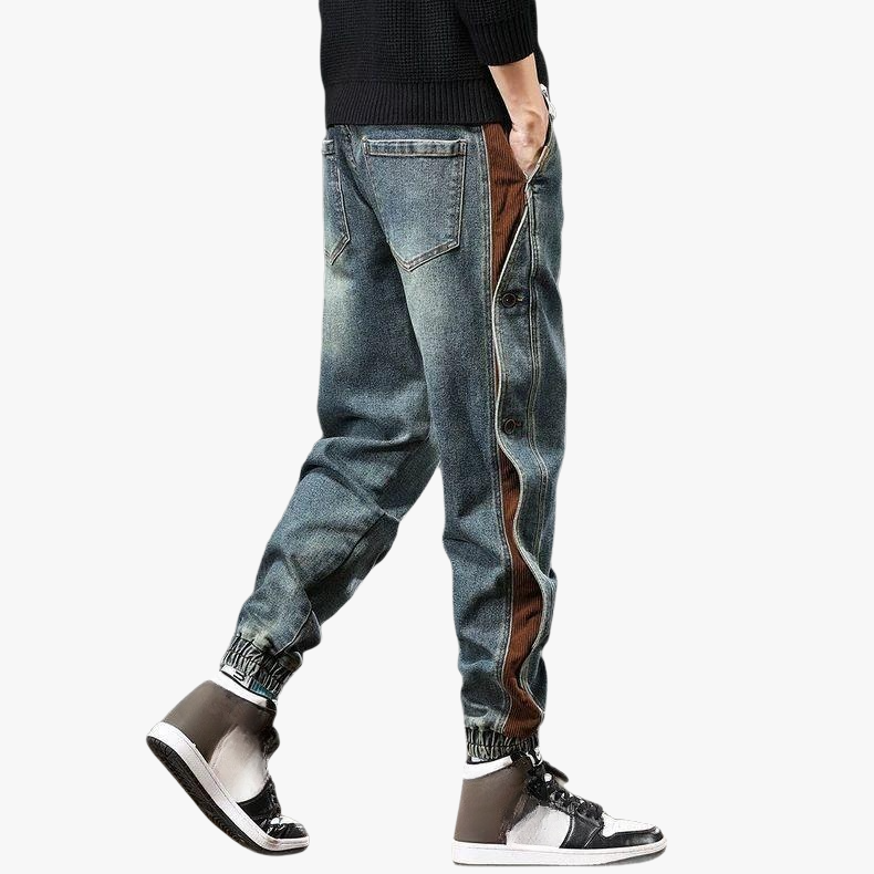 아메리칸 하이 스트리트 신상 패치워크 카고 바지 남성 2025년 가을 패션 브랜드 루즈핏 캐주얼 조거 데님 팬츠