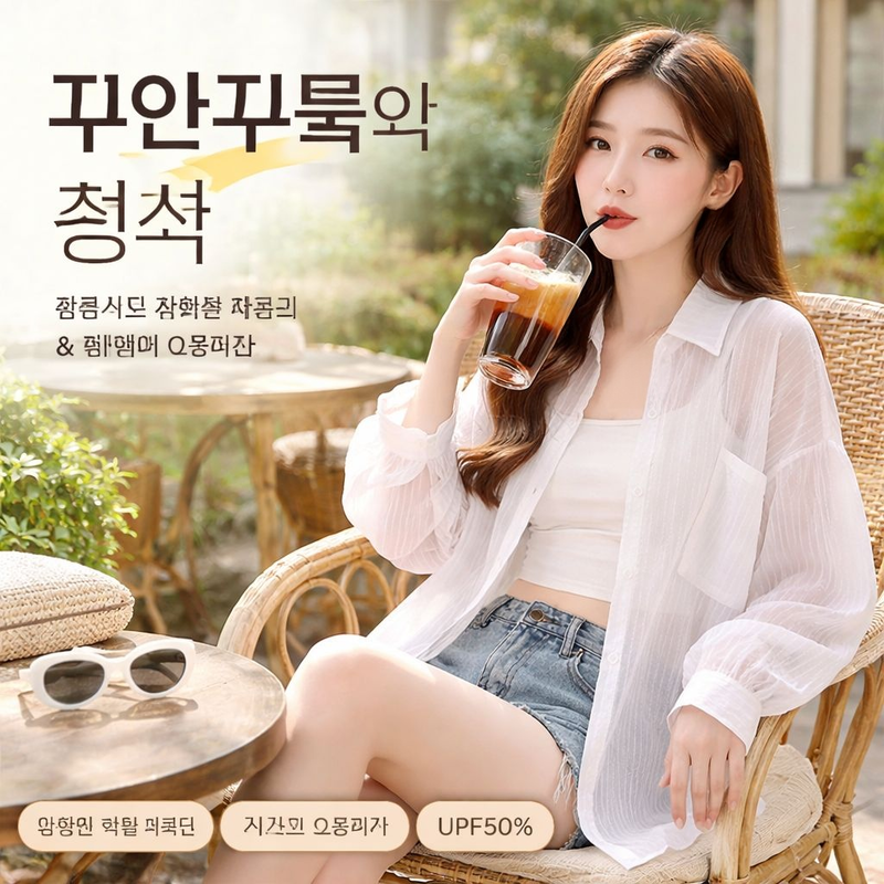 루즈핏 통기성 자외선 차단 긴팔 여성 셔츠
