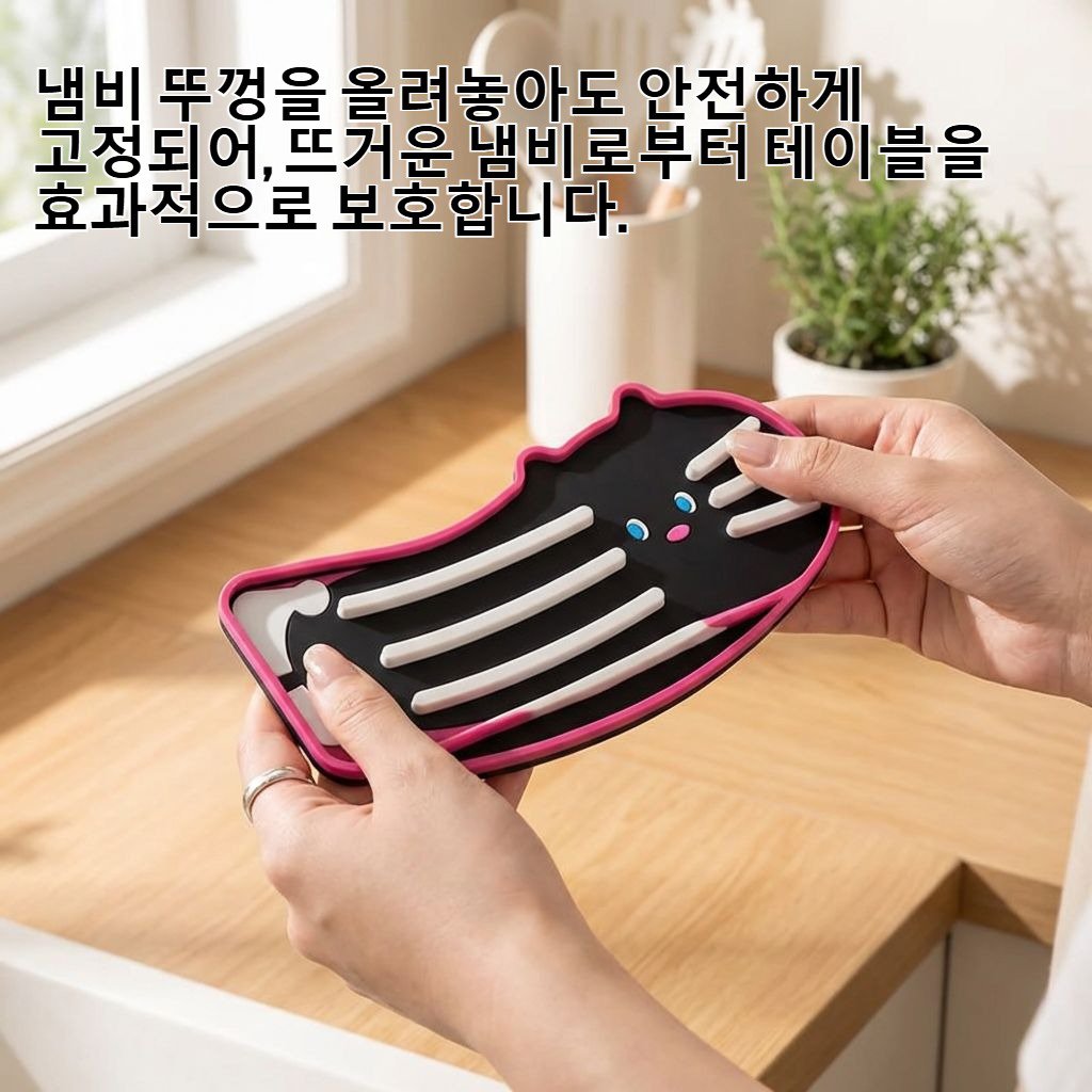 귀엽고 미끄럼 방지 기능이 있는 실리콘 냄비 뚜껑 매트