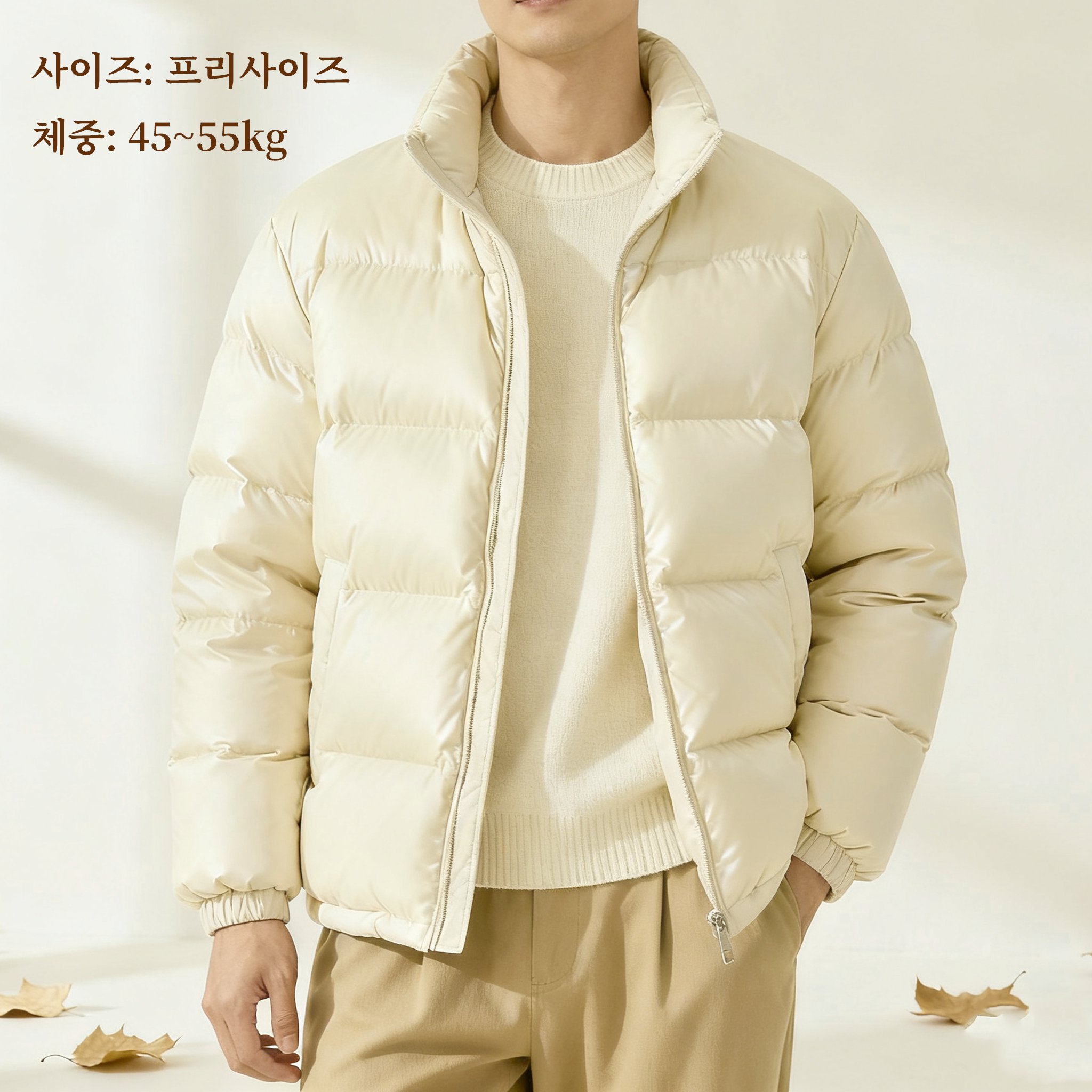 겨울용 남성 기본형 패딩 점퍼 측면 뷰