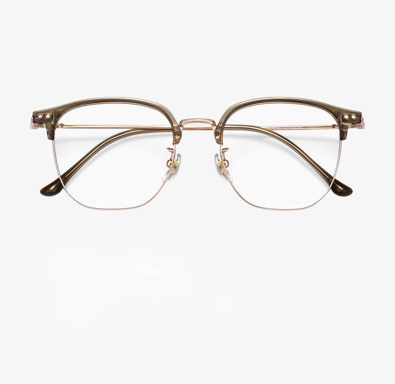 Damenbrille aus reinem Titan mit Anti-Blaulicht und einfarbigem Halbrahmen