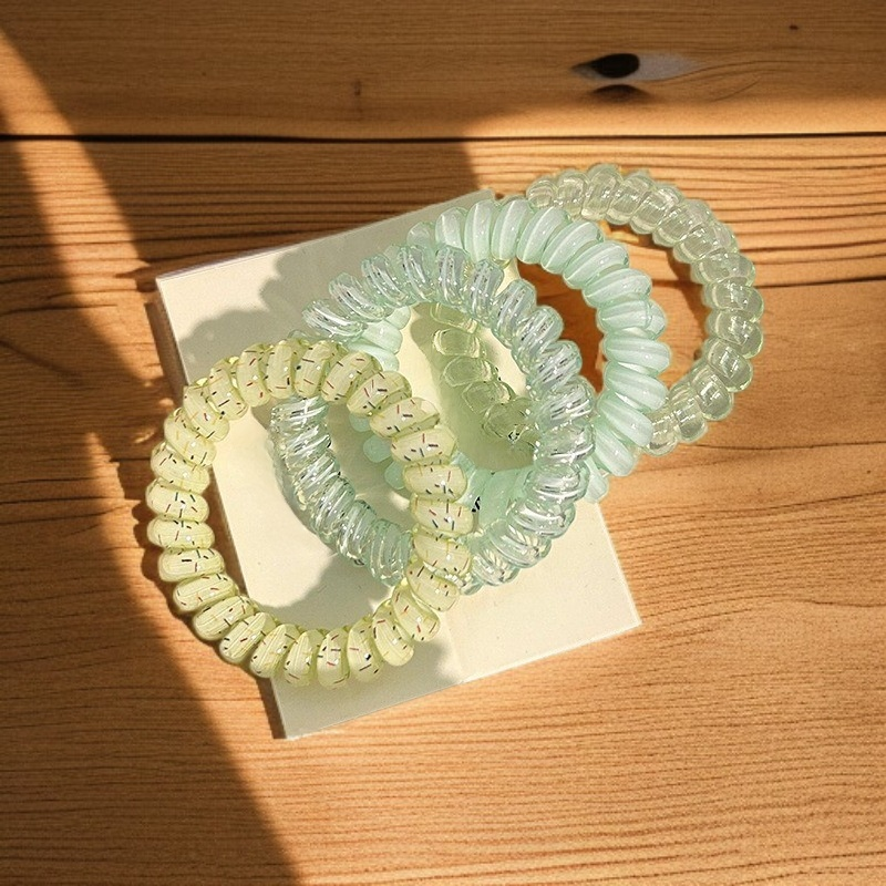 6條電話線髮圈磨砂無痕頭繩簡約皮筋