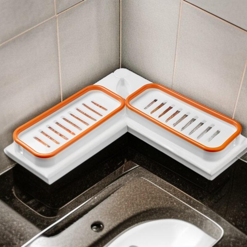 드릴 작업 없이 설치 가능한 회전식 욕실 수납 선반