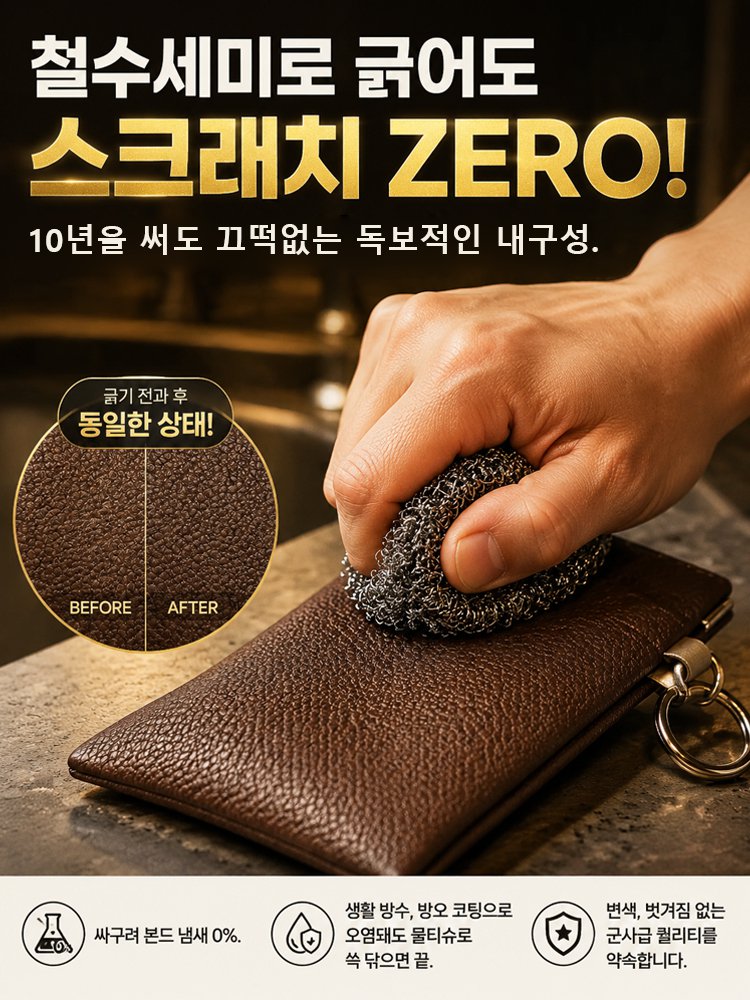 고급 엠보 텍스처 자동 클로징 미니 파우치