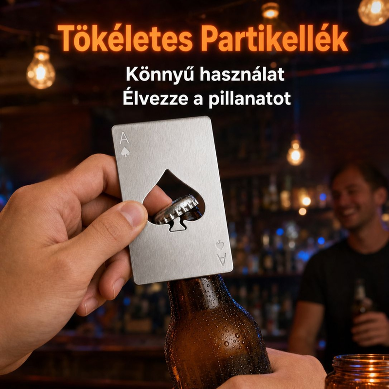 Kreatív pókerkártya formájú rozsdamentes acél otthoni sörnyitó