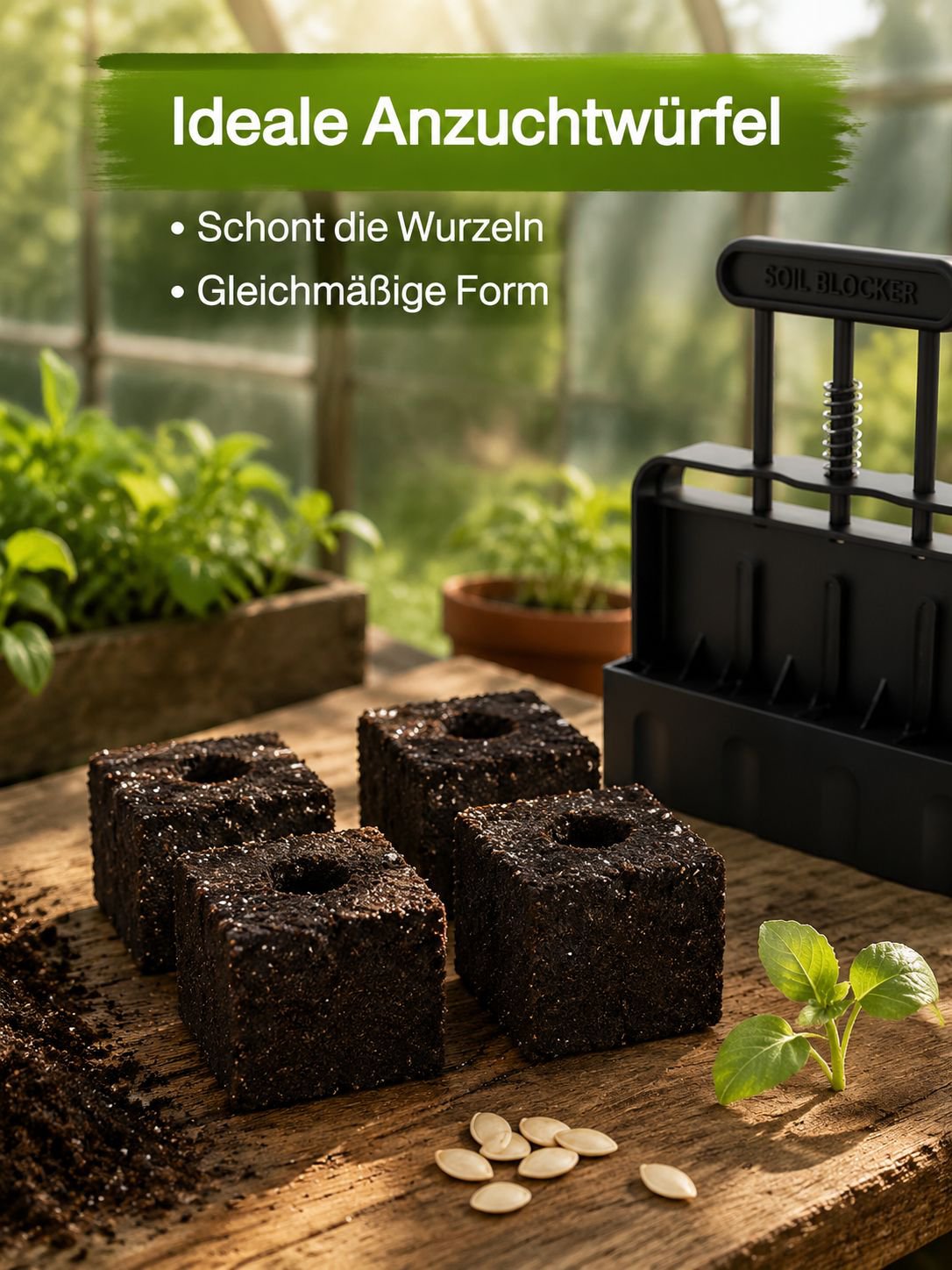 Handbetriebener Erdklotzformer für Gartenarbeit und Aussaat