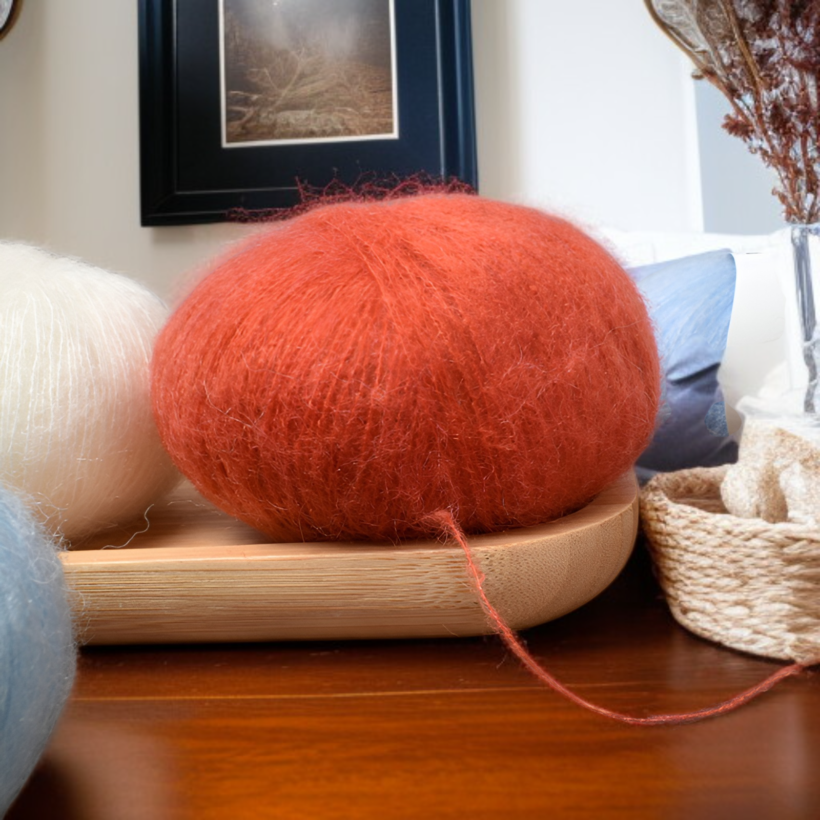 Lana mohair cálida para tejer 