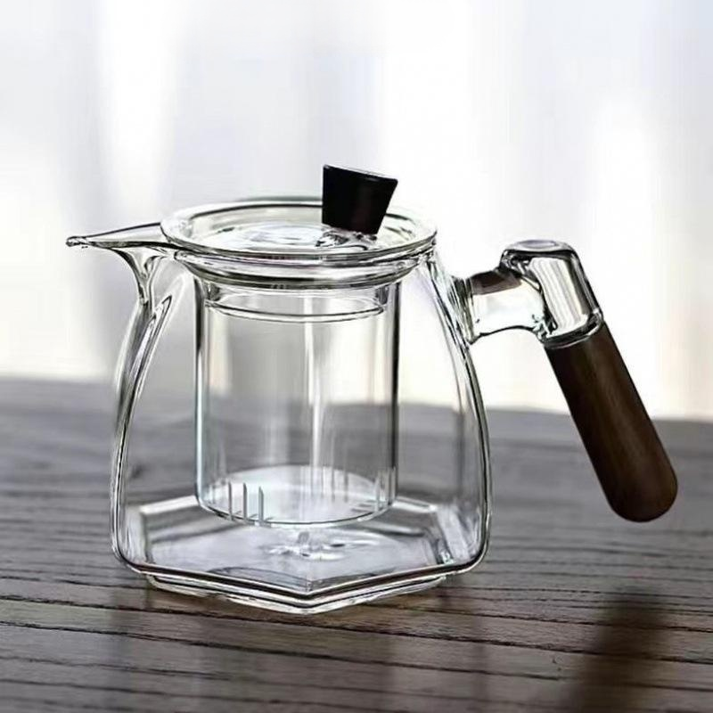 玻璃實木手柄泡茶器
