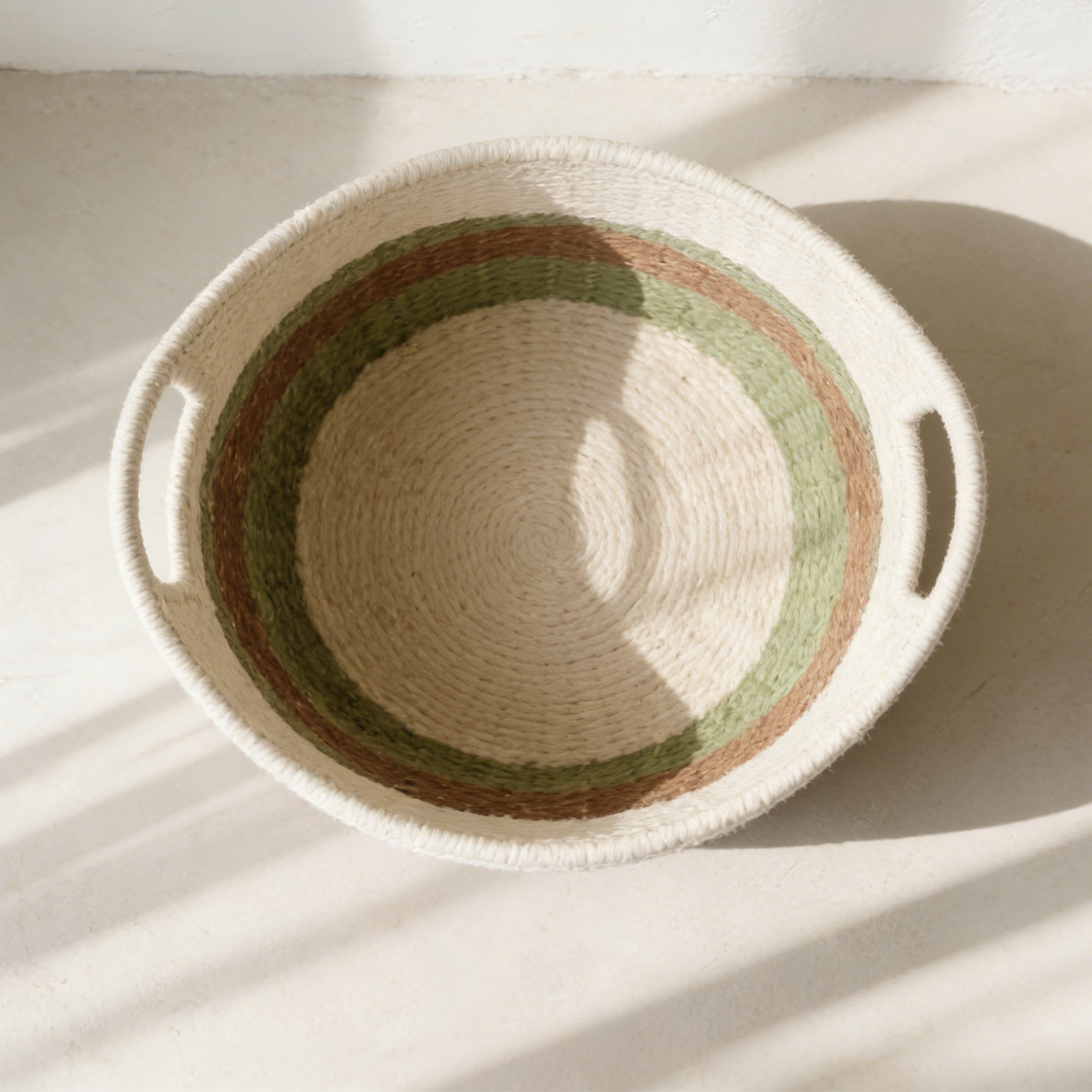 コットンロープ編み収納バスケット（2個セット）