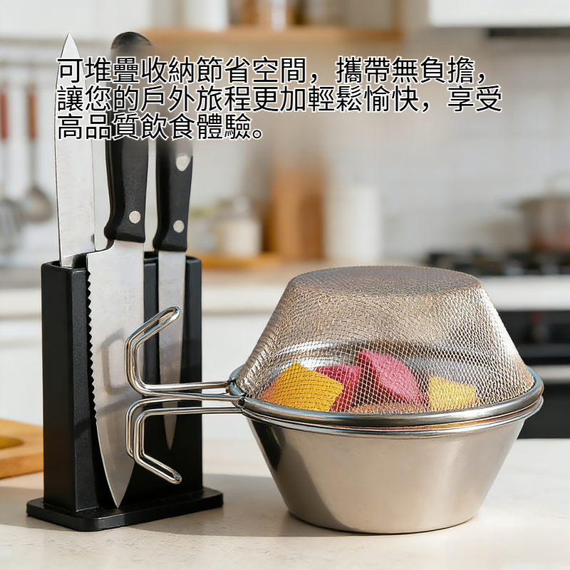 304不鏽鋼戶外露營碗 燒烤野餐炊具咖啡杯登山水杯