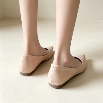 Neue Damen-Flats aus Lammleder, spitze Zehen, Nude-Farbe, eleganter französischer Stil