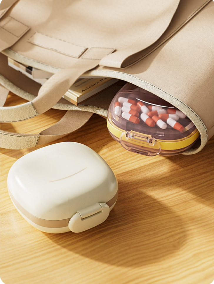 Caja semanal de pastillas compacta y segura