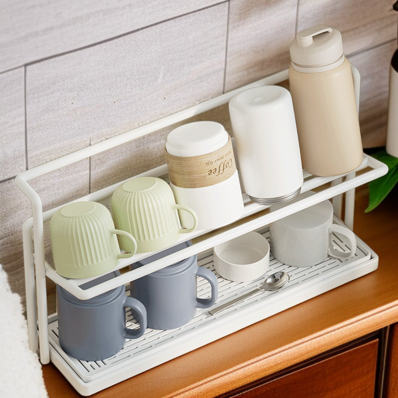 Portavasos de cerámica gruesa con drenaje y almacenamiento