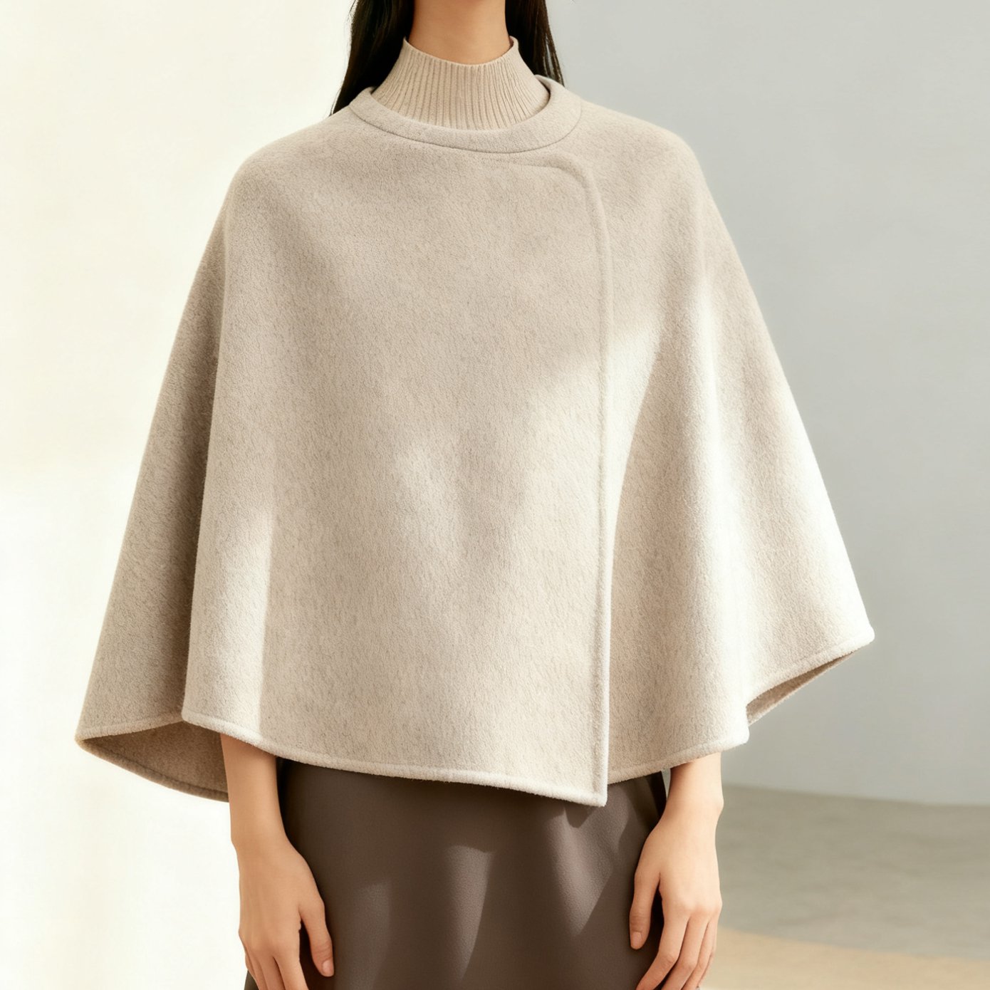  コーデしやすいライトキャメルショール