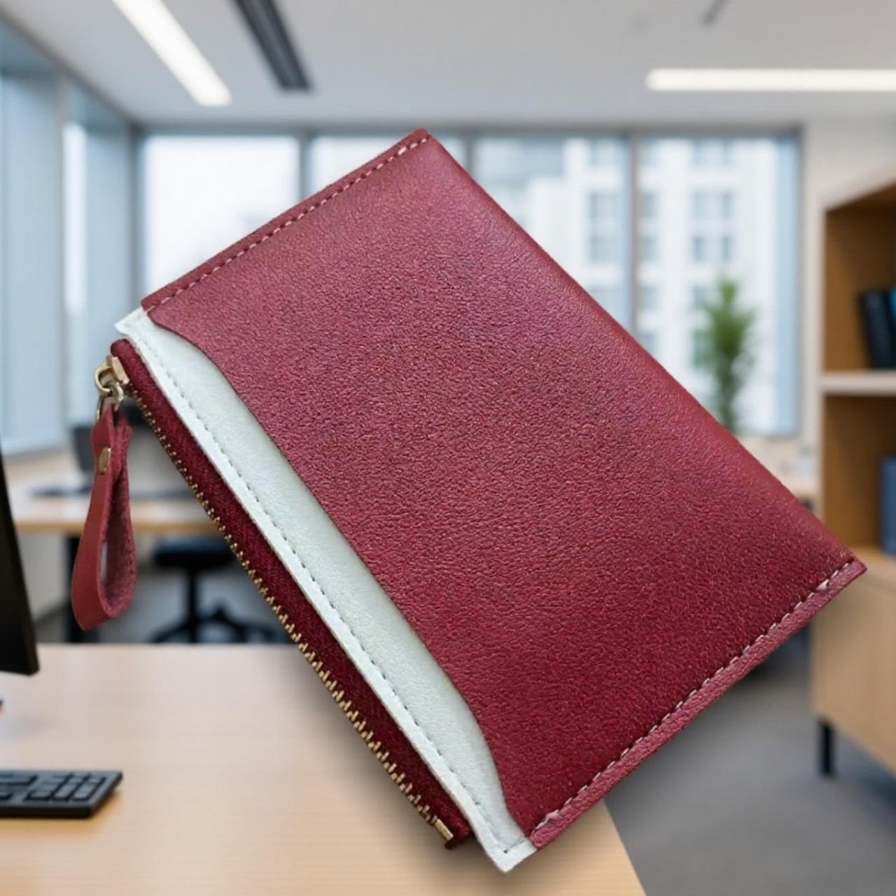 時尚柔軟皮革迷你錢包