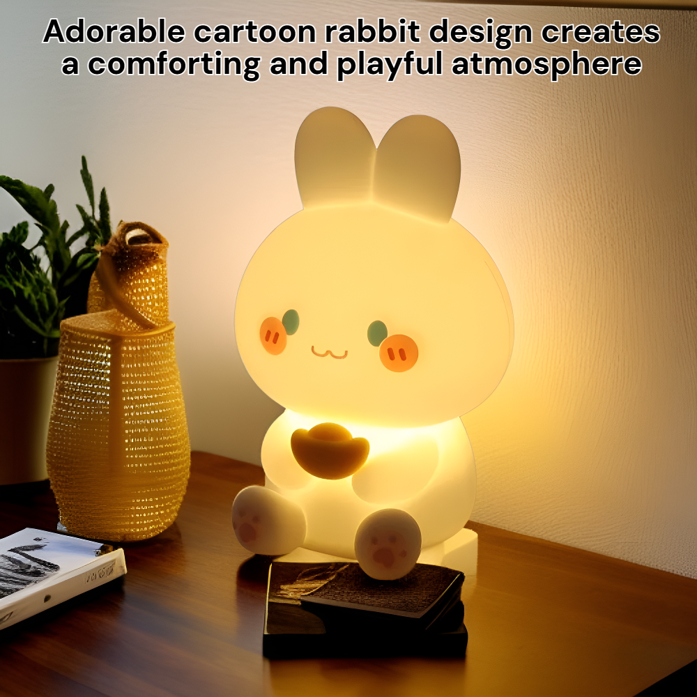 Cartoon Rabbit Kids Night Light Soft Silicone Sleep Lamp