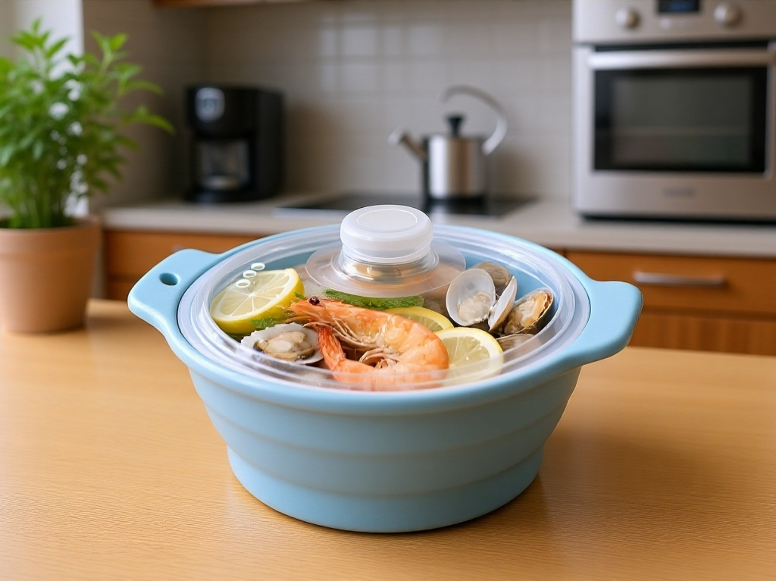 실리콘 냄비의 내열성 테스트 장면