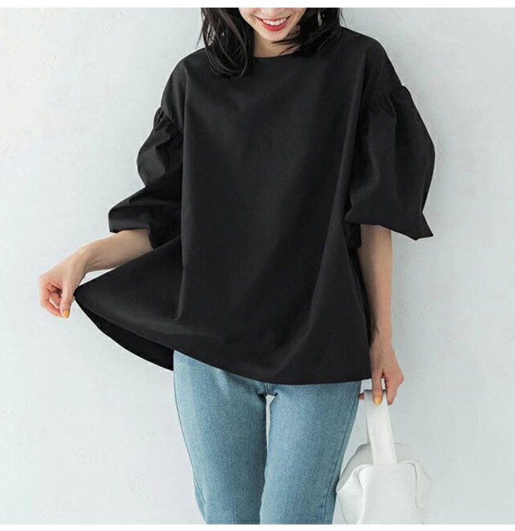 1055982-JP-新品-日韩夏季宽松大版女式衬衫棉质超大灯笼袖圆领上衣_10.jpg