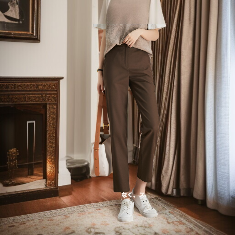 カレー パンツ スリム カジュアル ウィメンズ パンツ レディース スーツ パンツ ストレート シガレットパンツ
