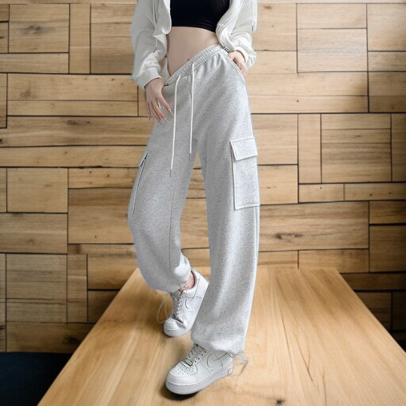 트레이닝 팬츠 여성 와이드 조거 스트링 맨투맨 신상 봄가을 잔키 와이드 카고 팬츠