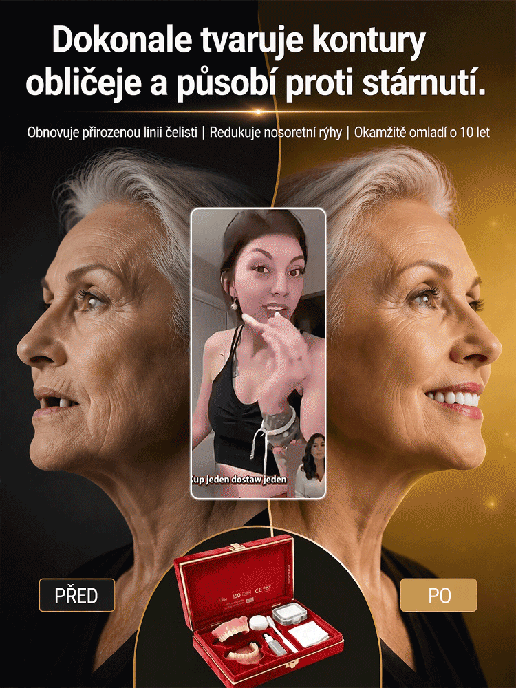 Dárková sada nových celoplošných zubních protéz