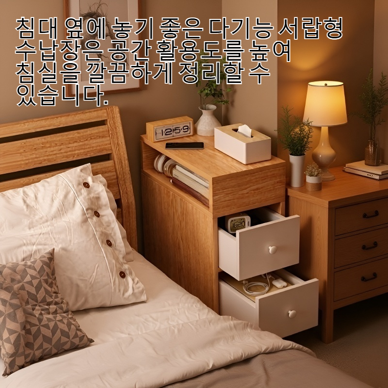침대 옆에 놓는 다기능 서랍형 수납장