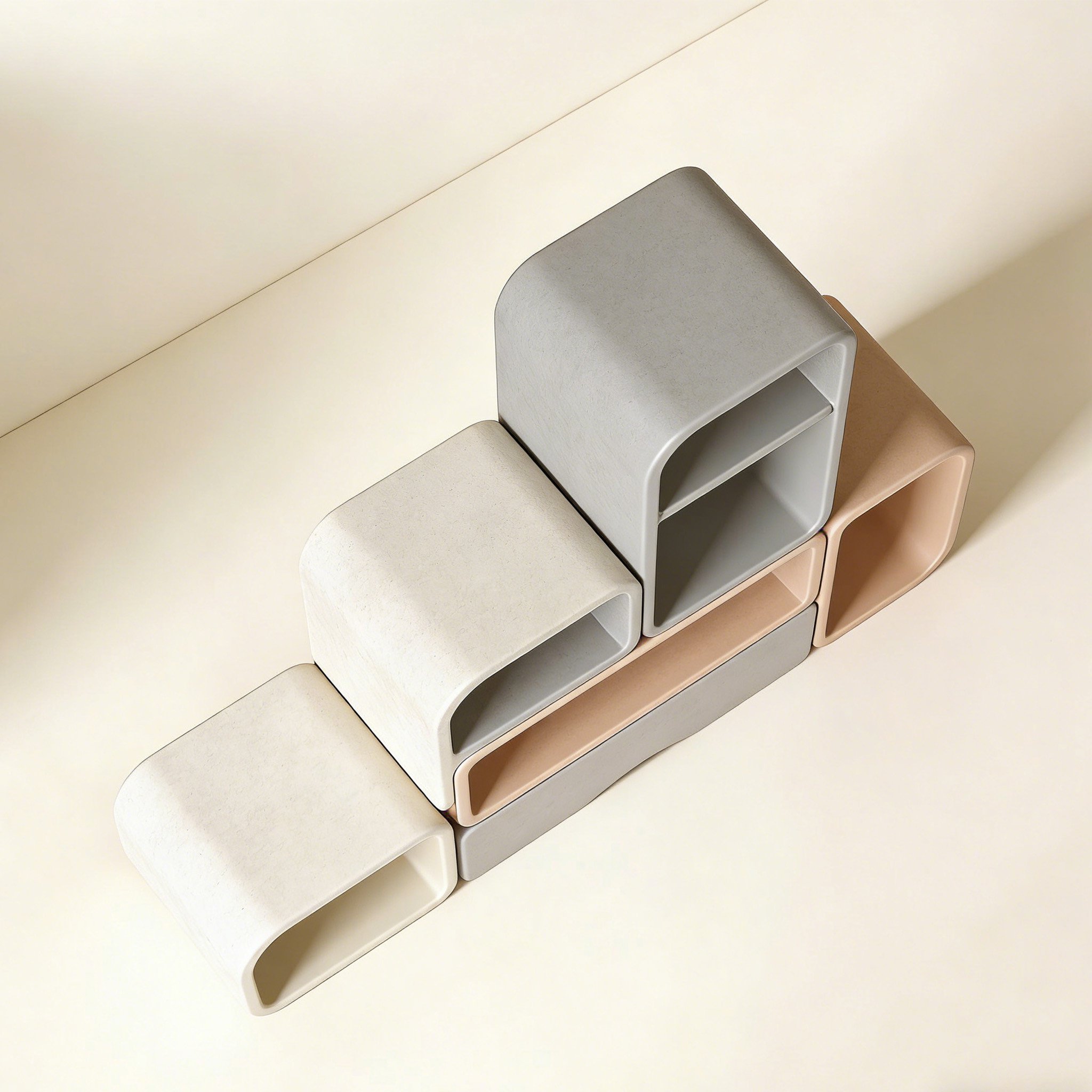 창의적인 기하학적 조합 수납장