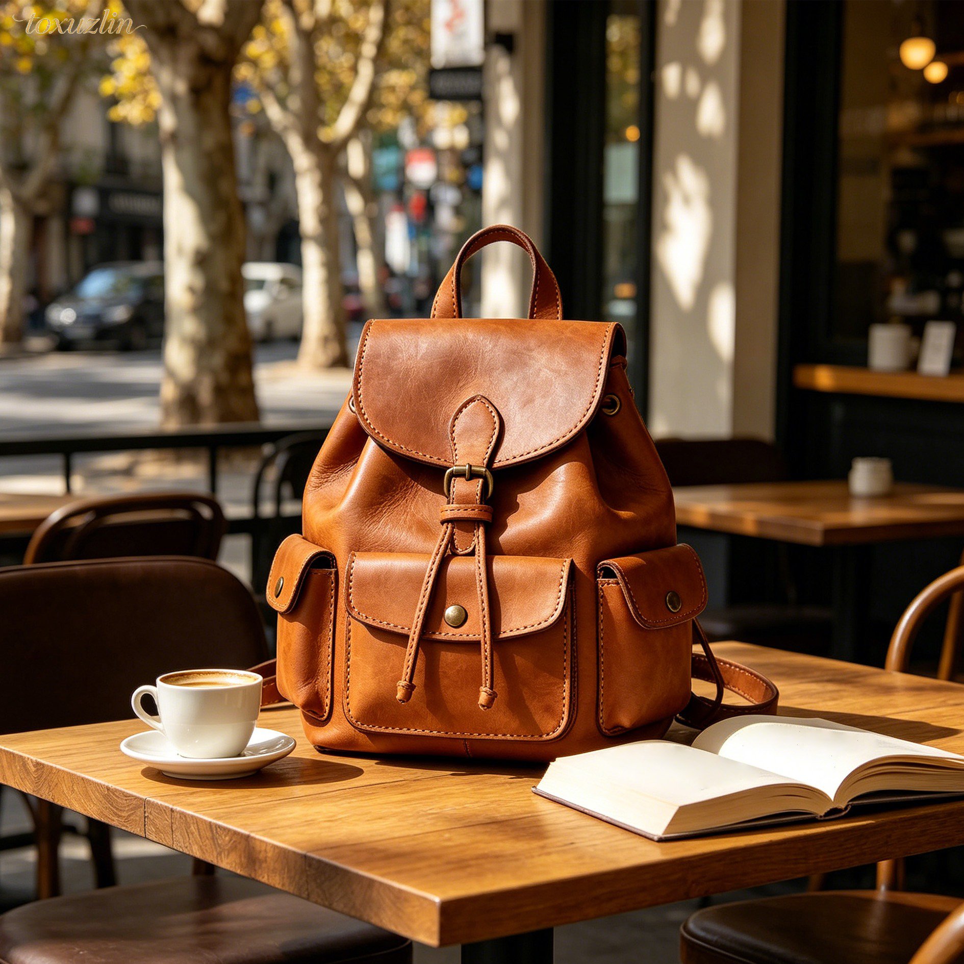 Sac à dos en cuir véritable fait main