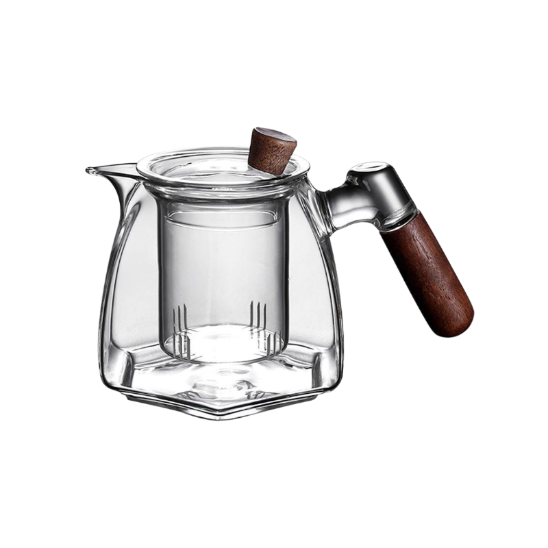 玻璃實木手柄泡茶器