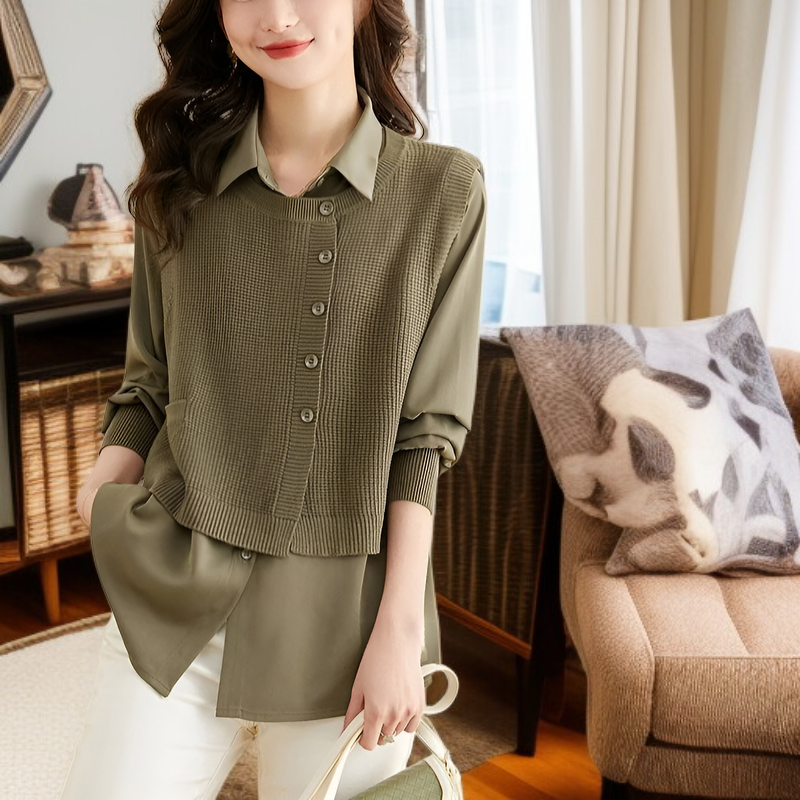 여성 루즈핏 긴팔 셔츠 가을 베스트 코트