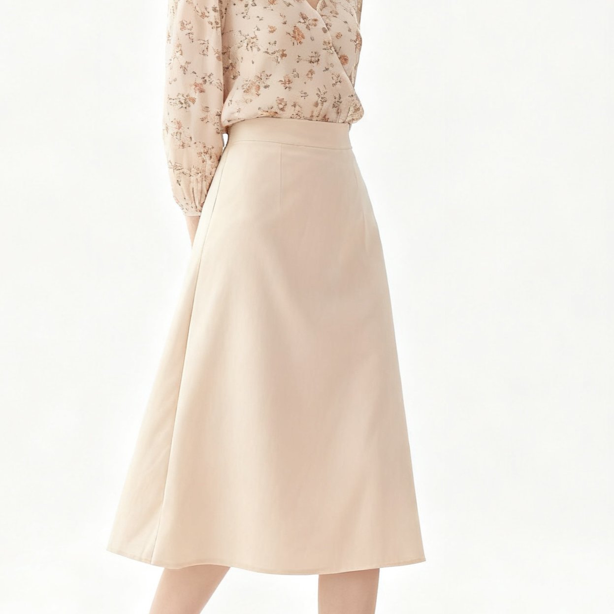 파스텔 핑크 미디 스커트