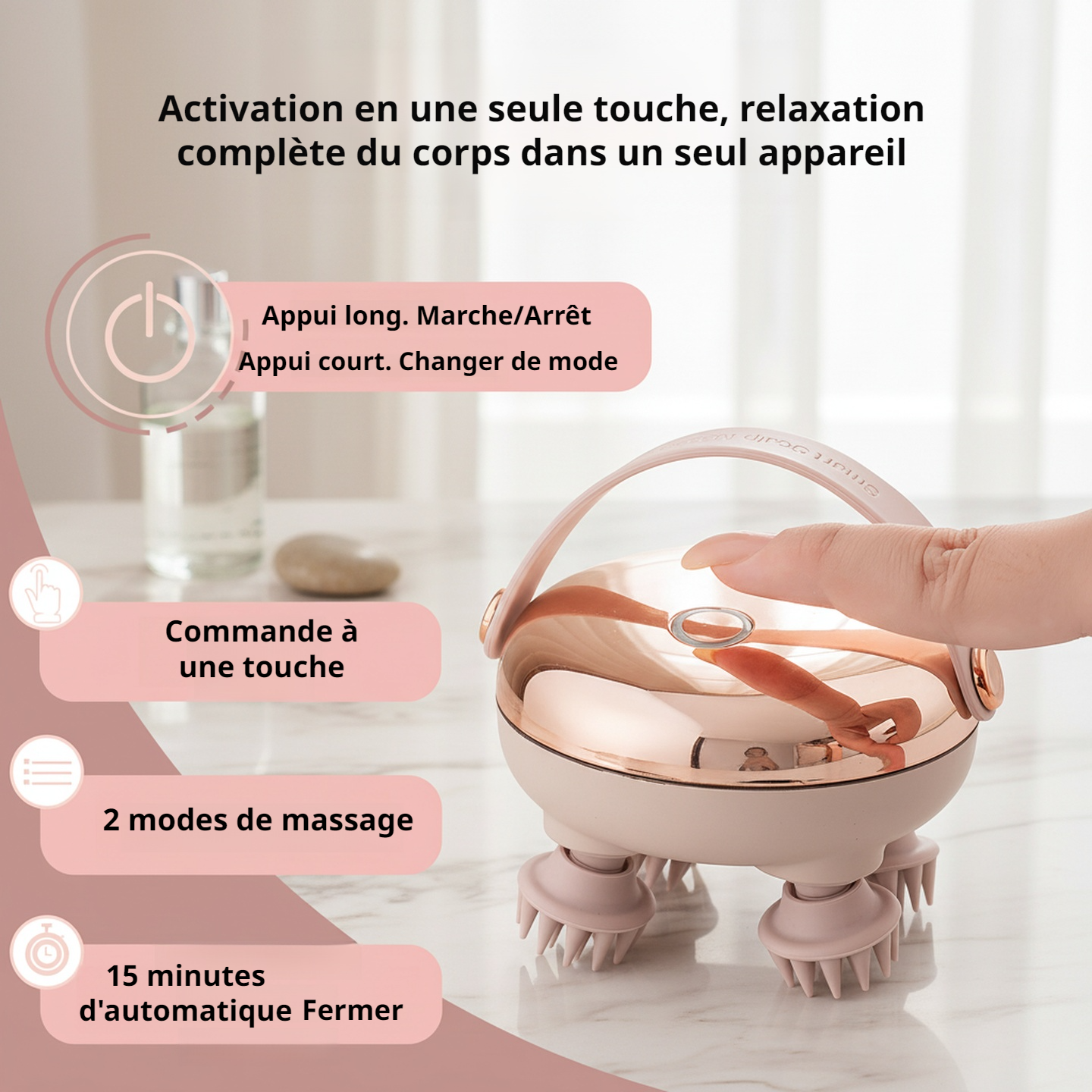 Massageur de tête sans fil intelligent, chauffage par lumière rouge, mini masseur électrique