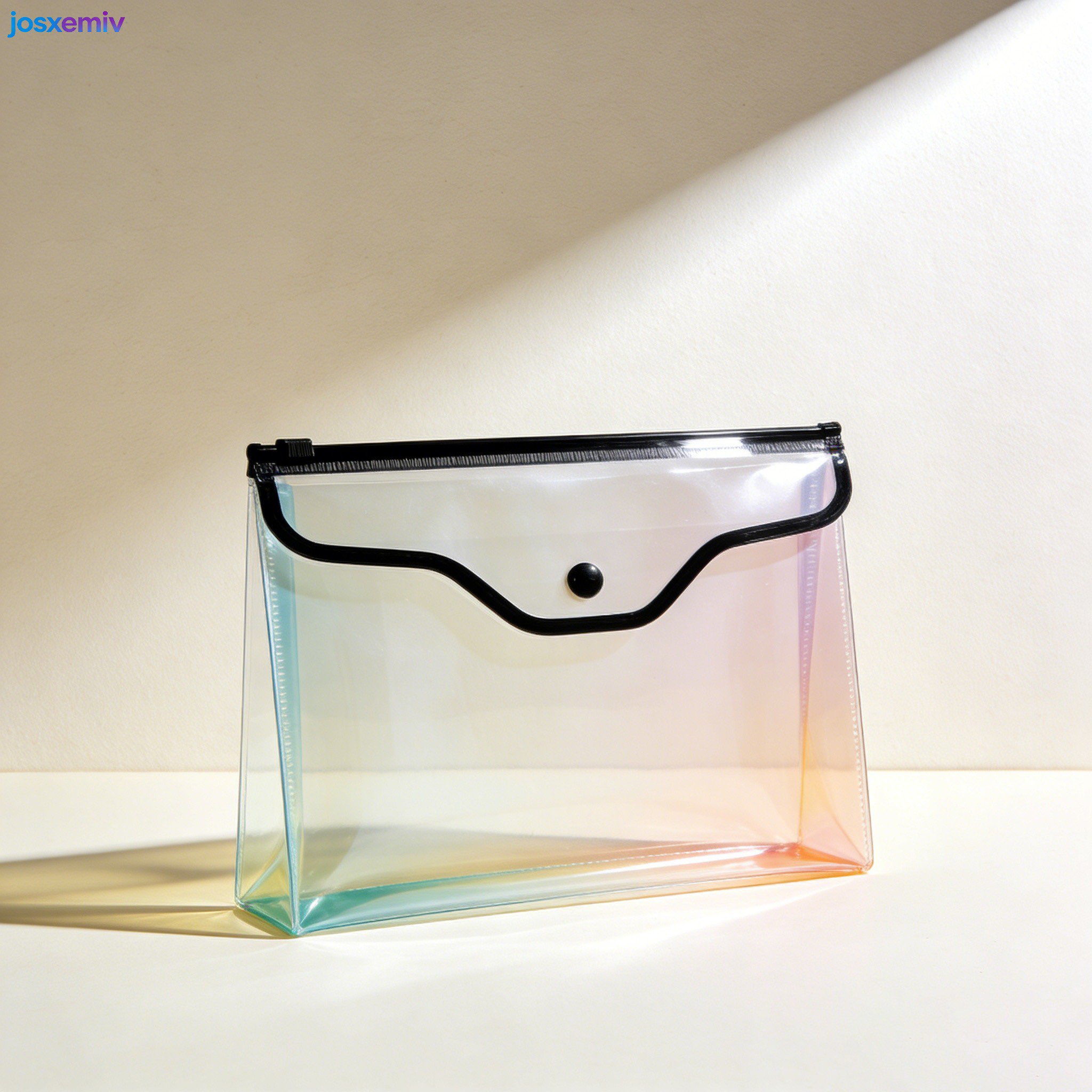 Set of 6 transparent document bags neatly arranged