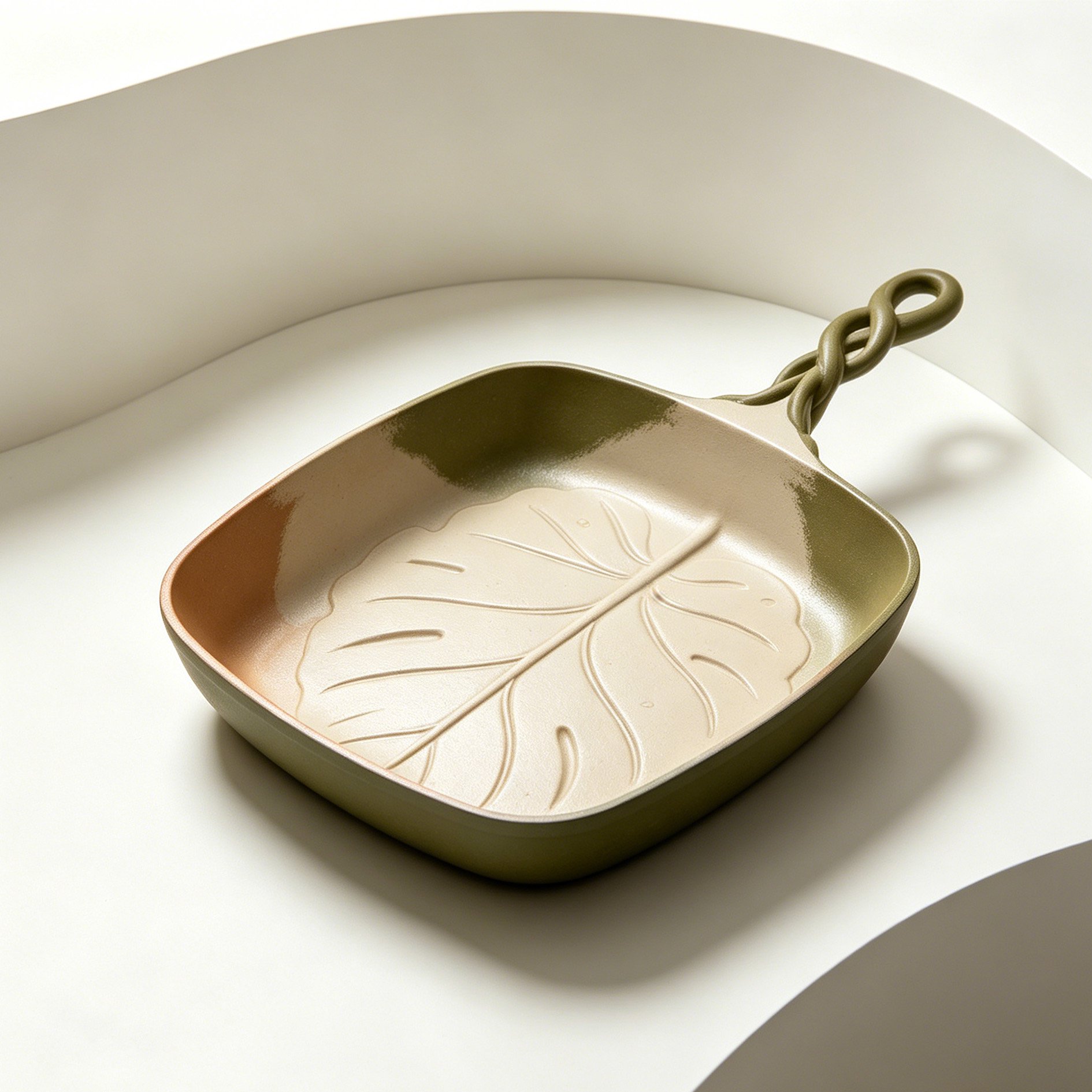 Poêle à frire sculptée en forme de feuille