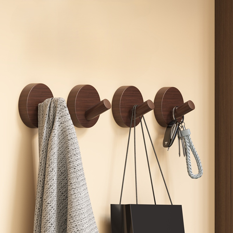 Starker selbstklebender Kleiderhaken aus Walnussholz für Tür und Wand