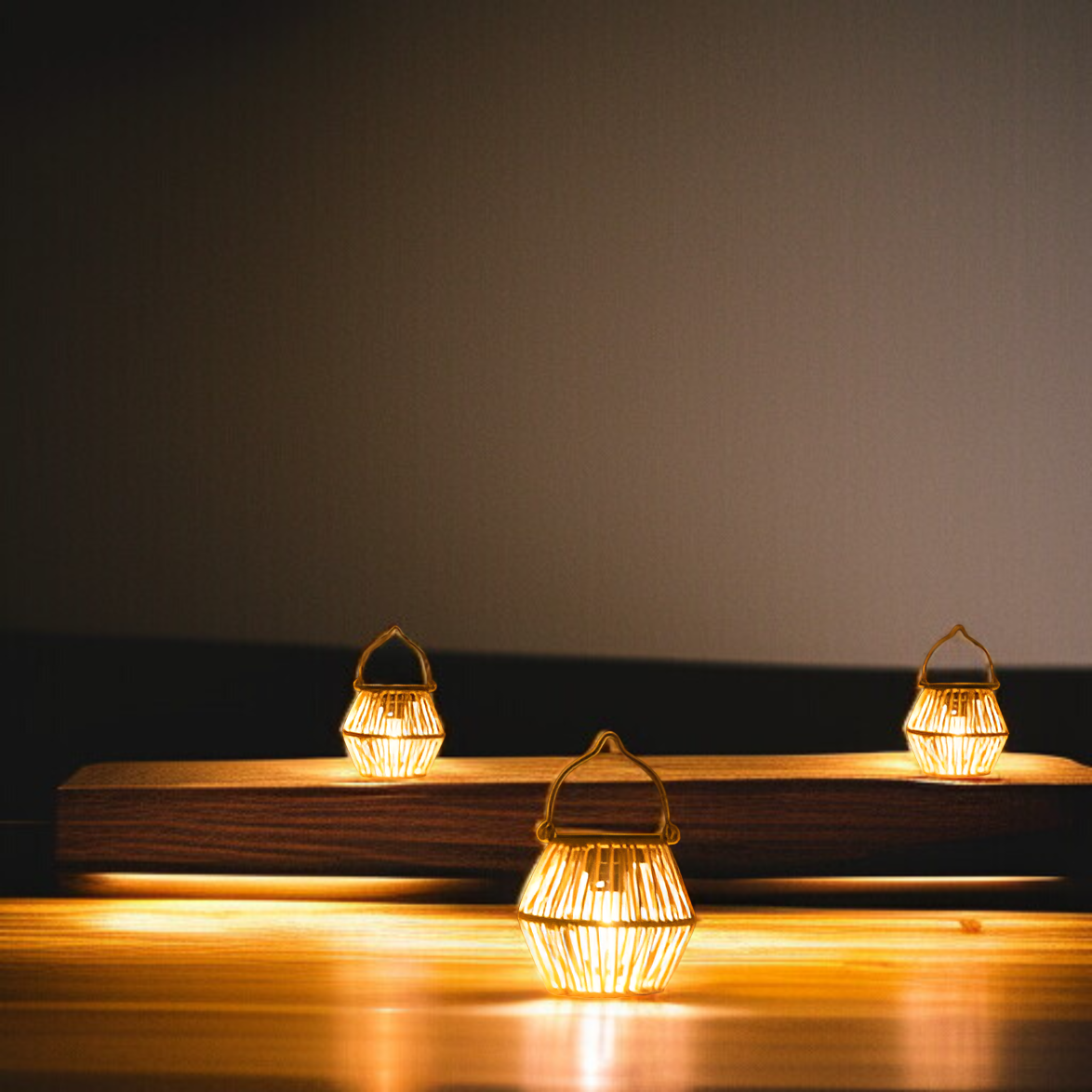 竹編みソーラーガーデンランタン 持ち手付き防水庭園ランプ