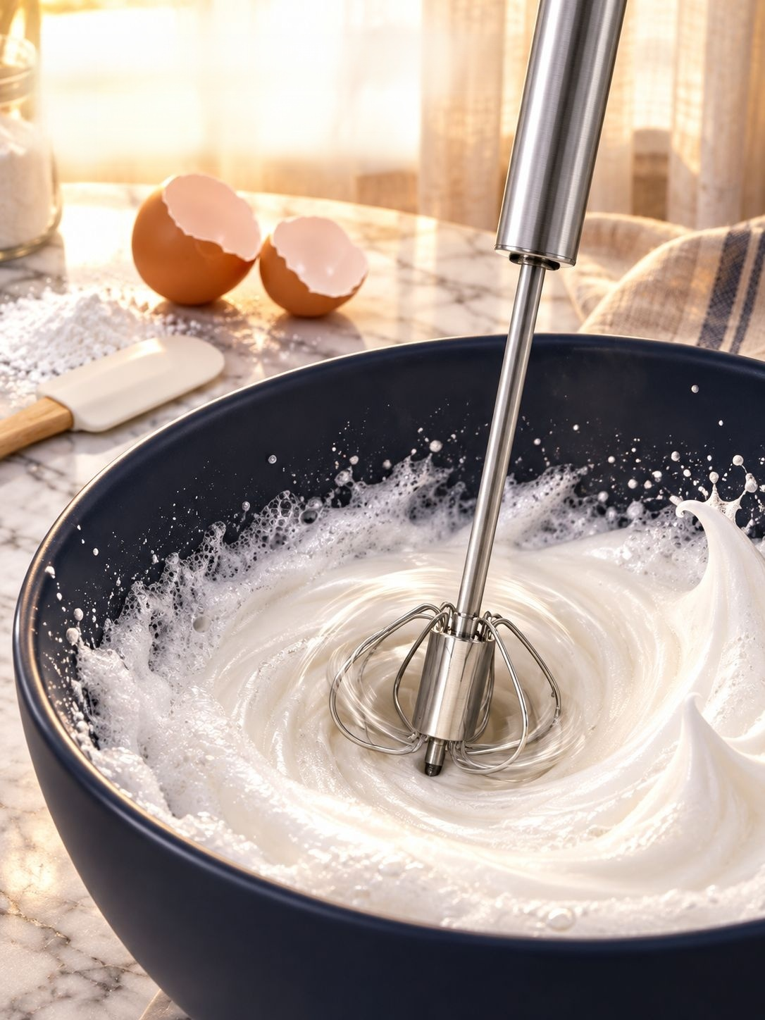 Fouet à pression pratique pour mélanges de pâtisserie