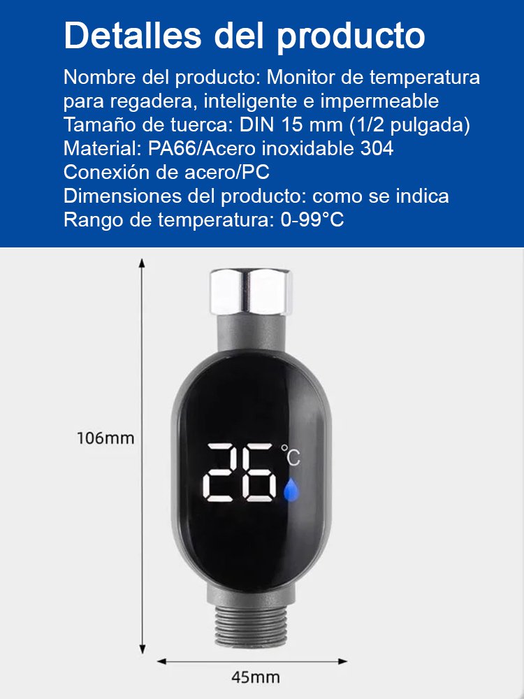 Ducha inteligente con pantalla de temperatura.Agua caliente disponible en sólo tres segundos