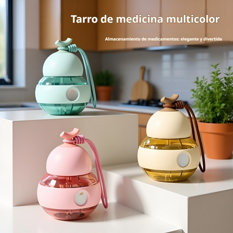 Pastillero portátil de doble capa en forma de calabaza